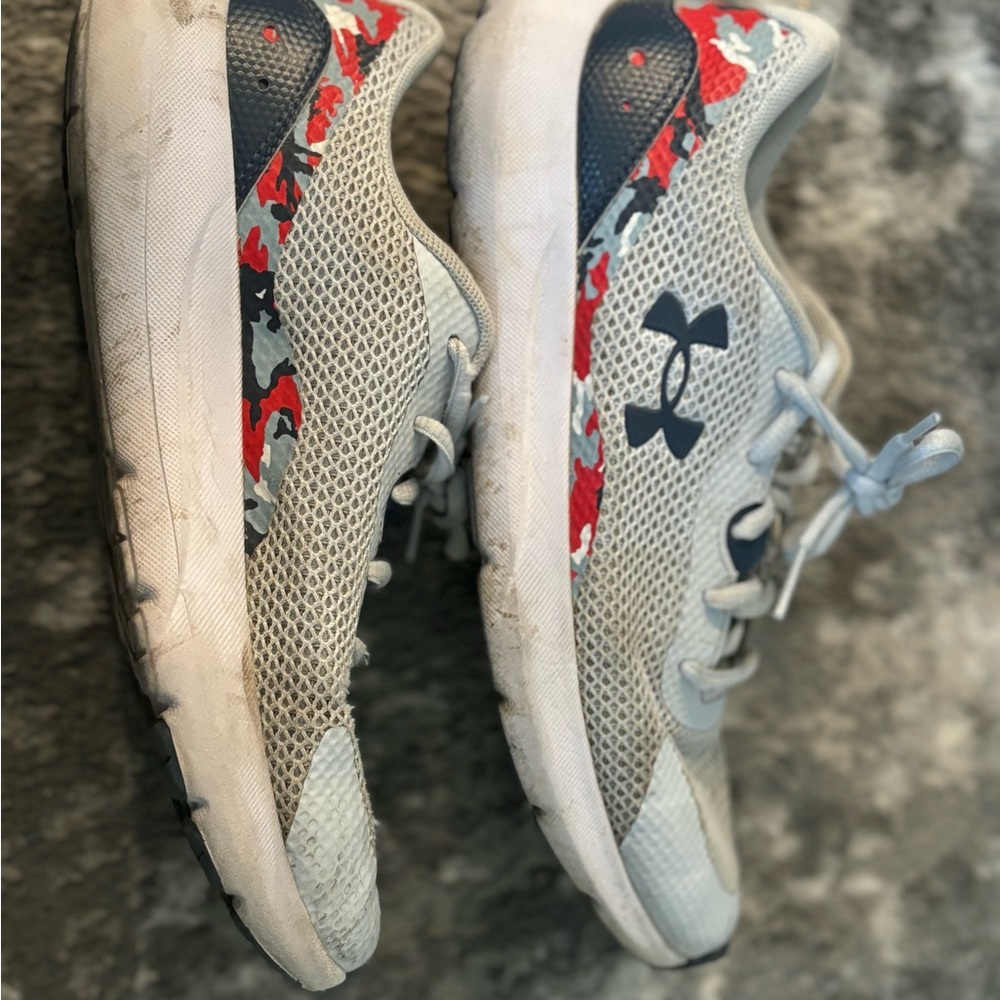 Under Armour Gray and Red Athletic Shoes